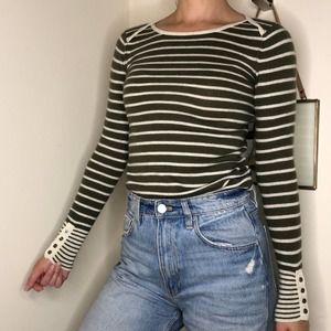 Lucky Brand Wool Striped Long Sleeve Sweater
